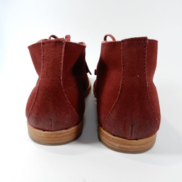 Beek Bunting Lace Up Chukka Flat Booties Size 7.5 Burgundy Red Suede NEW $375 - Picture 3 of 10